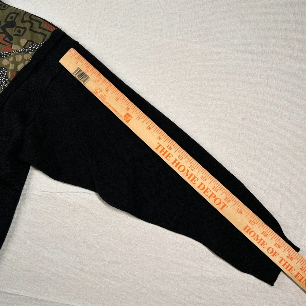 Vintage In Phase Sweater Womens Small Black Abstract Mixed Media Knit USA Made